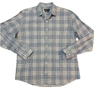 Bugatchi Uomo Shaped Fit Button Up XL Blue‎ Geometric Long Sleeve Shirt